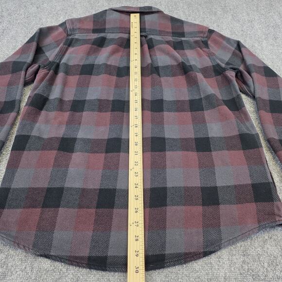 Orvis Shirt Mens Medium Red Gray Plaid Flannel Double Pocket Button Up Shacket - Picture 6 of 16